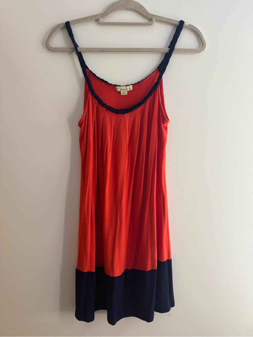 Sleeveless Orange and Navy Colorblock Women's Tank Dress